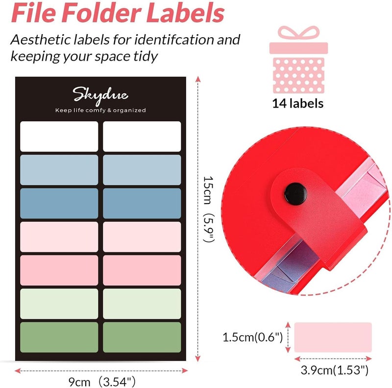 Skydue 8 Pockets Expanding File Organizer, Expandable File Folders with Pockets, Portable Document Paper Organizer, A4 Letter Size Filing Folder, Snap Closure, Red - Image 5
